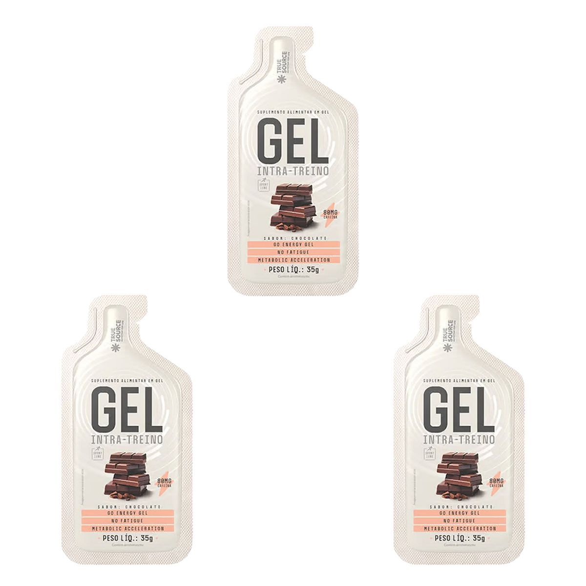 Kit 3X Gel Intra Treino - 1 Sach� 35g Chocolate - True Source
