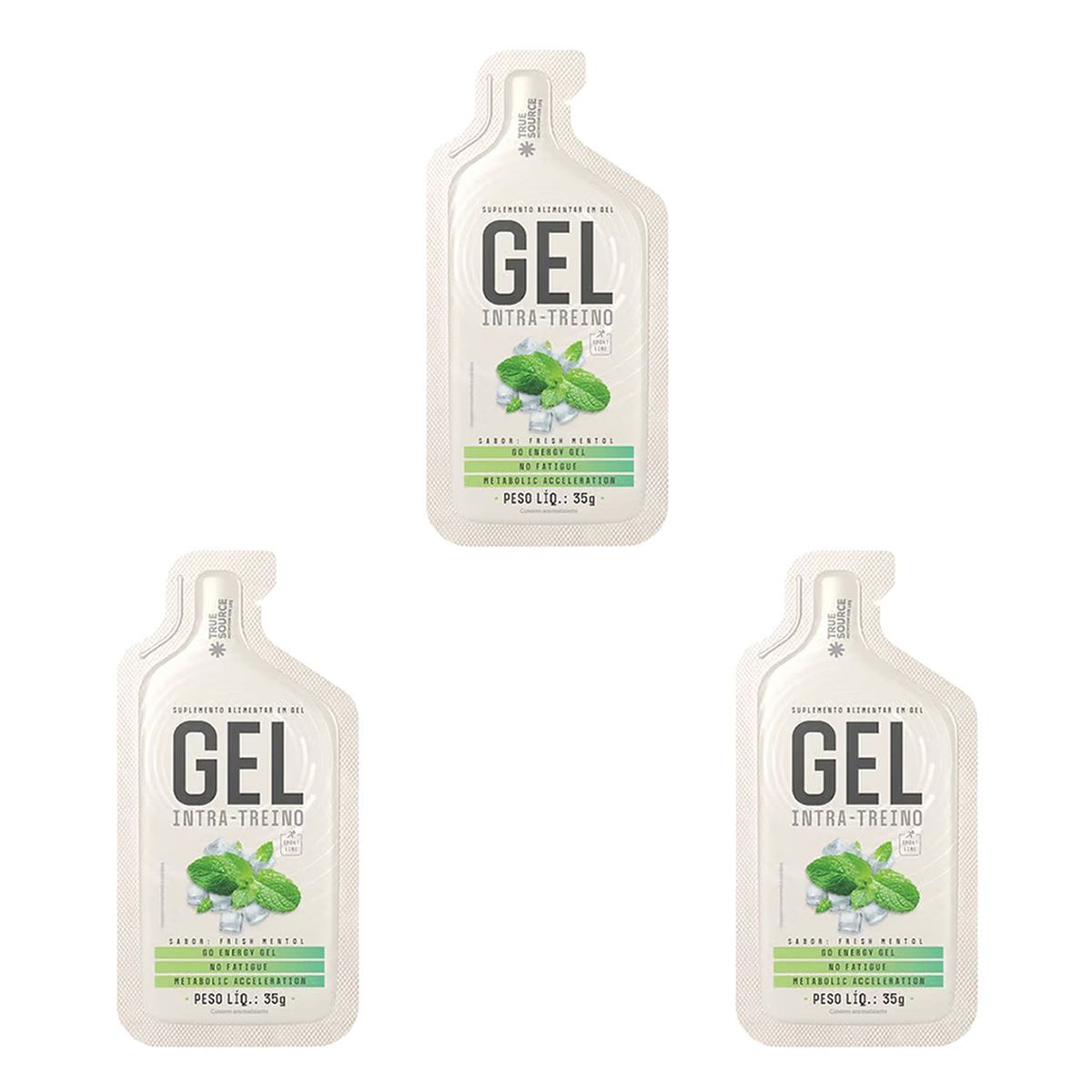 Kit 3X Gel Intra Treino - 1 Sach� 35g Fresh Mentol - True Source