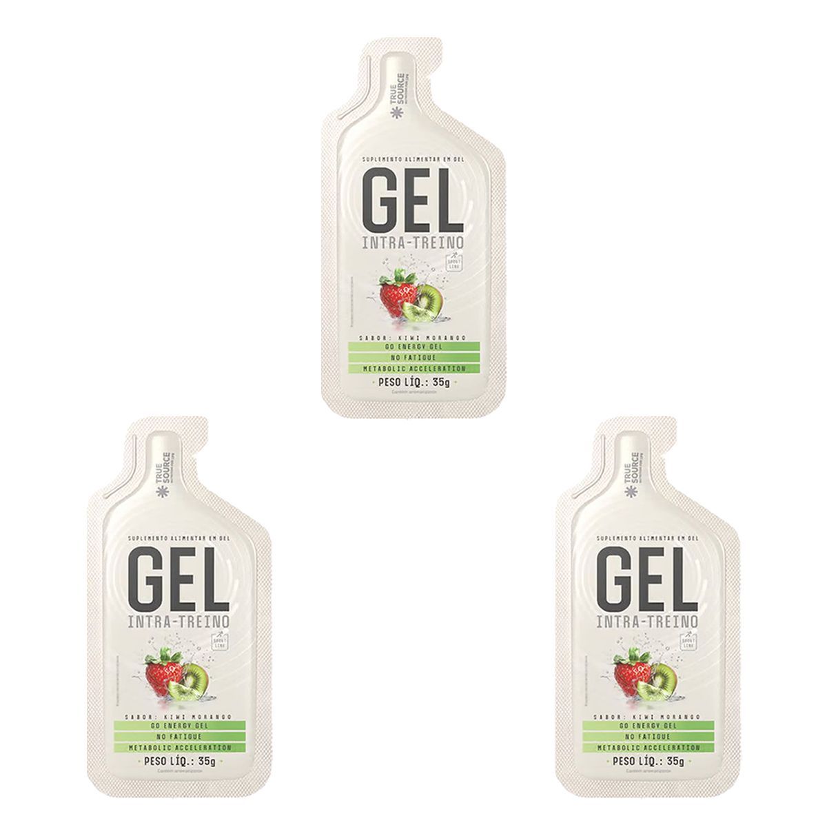 Kit 3X Gel Intra Treino -  1 Sach� 35g Kiwi Com Morango - True Source