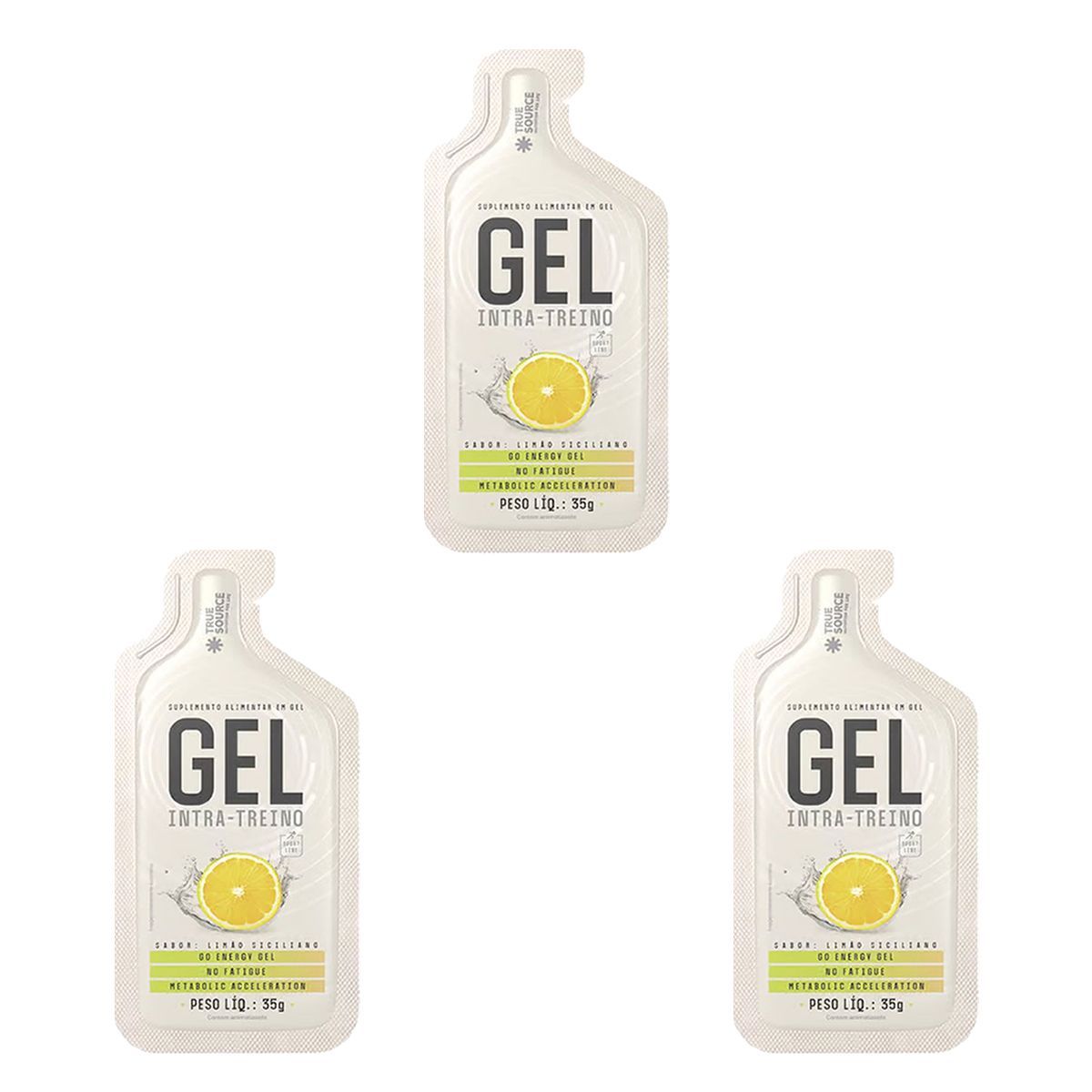 Kit 3X Gel Intra Treino - 1 Sach� 35g Lim�o Siciliano - True Source