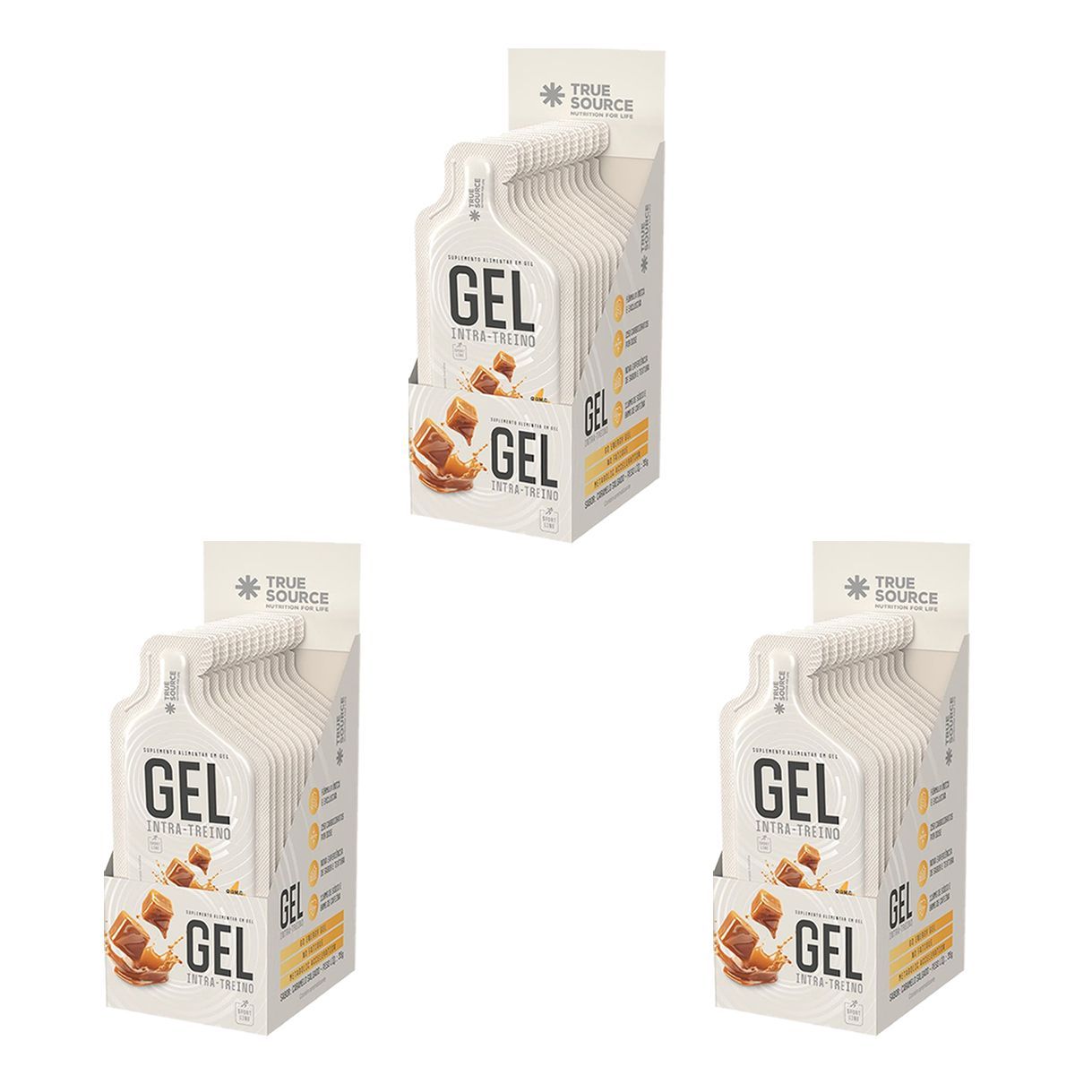 Kit 3X Gel Intra Treino - 10 Sach�s 35g Caramelo Salgado - True Source
