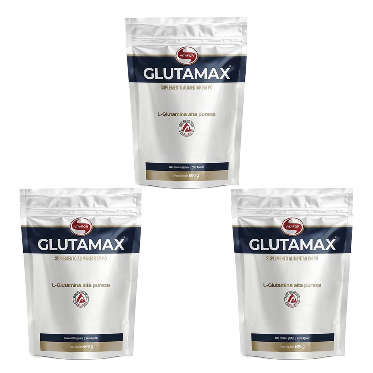 Kit 3X Glutamax - 600g Sem Sabor - Vitafor