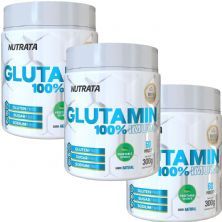 Kit 3X Glutamin 100% Imuno - 300g Natural - Nutrata