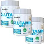 Kit 3X Glutamin 100% Imuno - 300g Natural - Nutrata