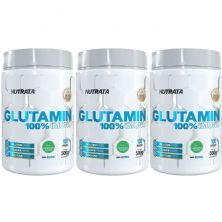 Kit 3X Glutamin 100% Imuno - 500g Natural  - Nutrata