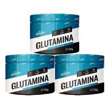 Kit 3X Glutamina 100% Pura - 150g Sabor Natural - Shark Pro