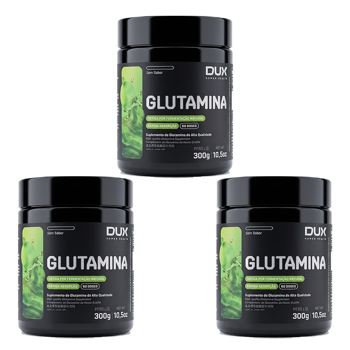 Kit 3X Glutamina - 300g Sabor Natural - Dux Nutrition