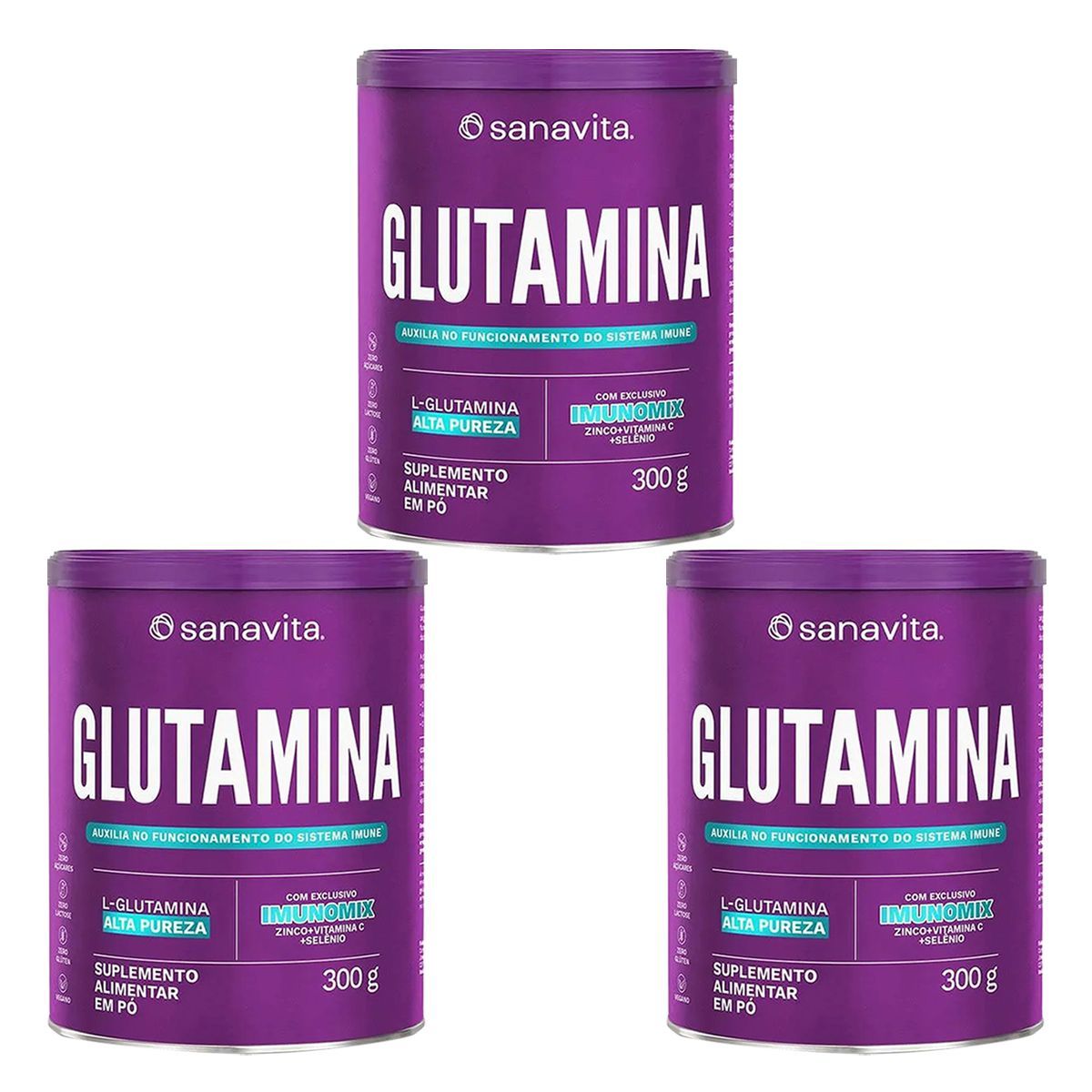 Kit 3X Glutamina - 300g - Sanavita