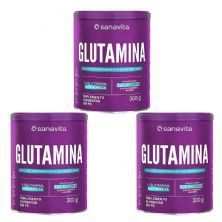 Kit 3X Glutamina - 300g - Sanavita