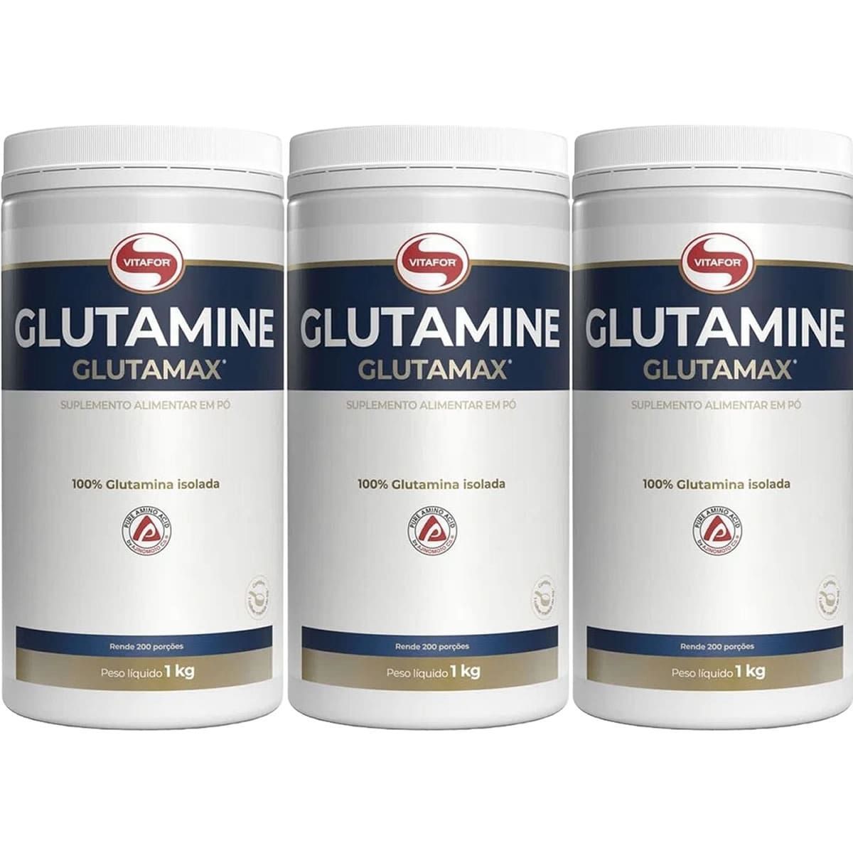 Kit 3X Glutamine - 1000g - Vitafor
