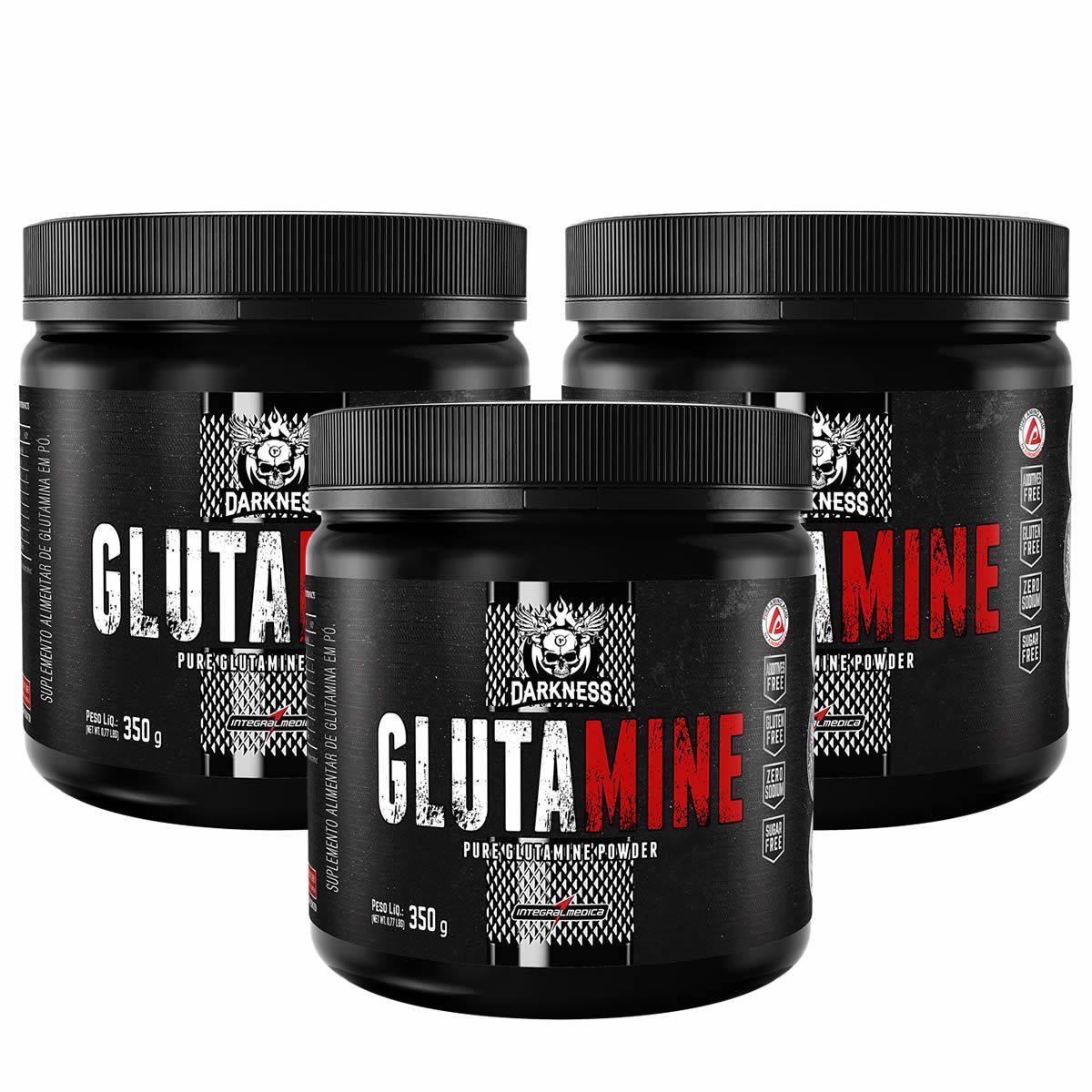 Kit 3X Glutamine Darkness - 350g - IntegralM�dica
