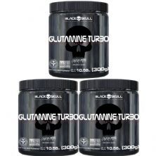 Kit 3X Glutamine Turbo - 300g Sem Sabor - Black Skull
