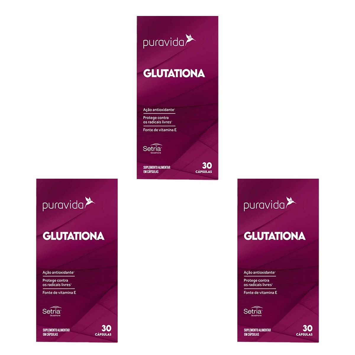 Kit 3X Glutationa - 30 C�psulas - Puravida