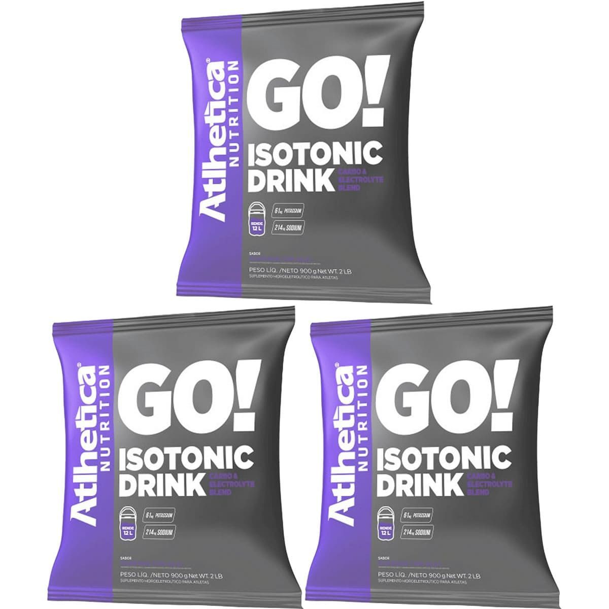 Kit 3X Go Isotonic Drink - 900g Refil Guaran� com A�a� - Atlhetica Nutrition