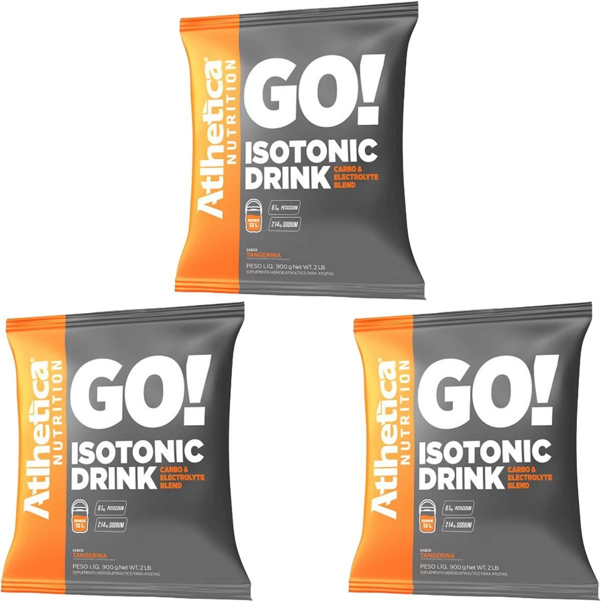 Kit 3X Go Isotonic Drink - 900g Refil Tangerina - Atlhetica Nutrition