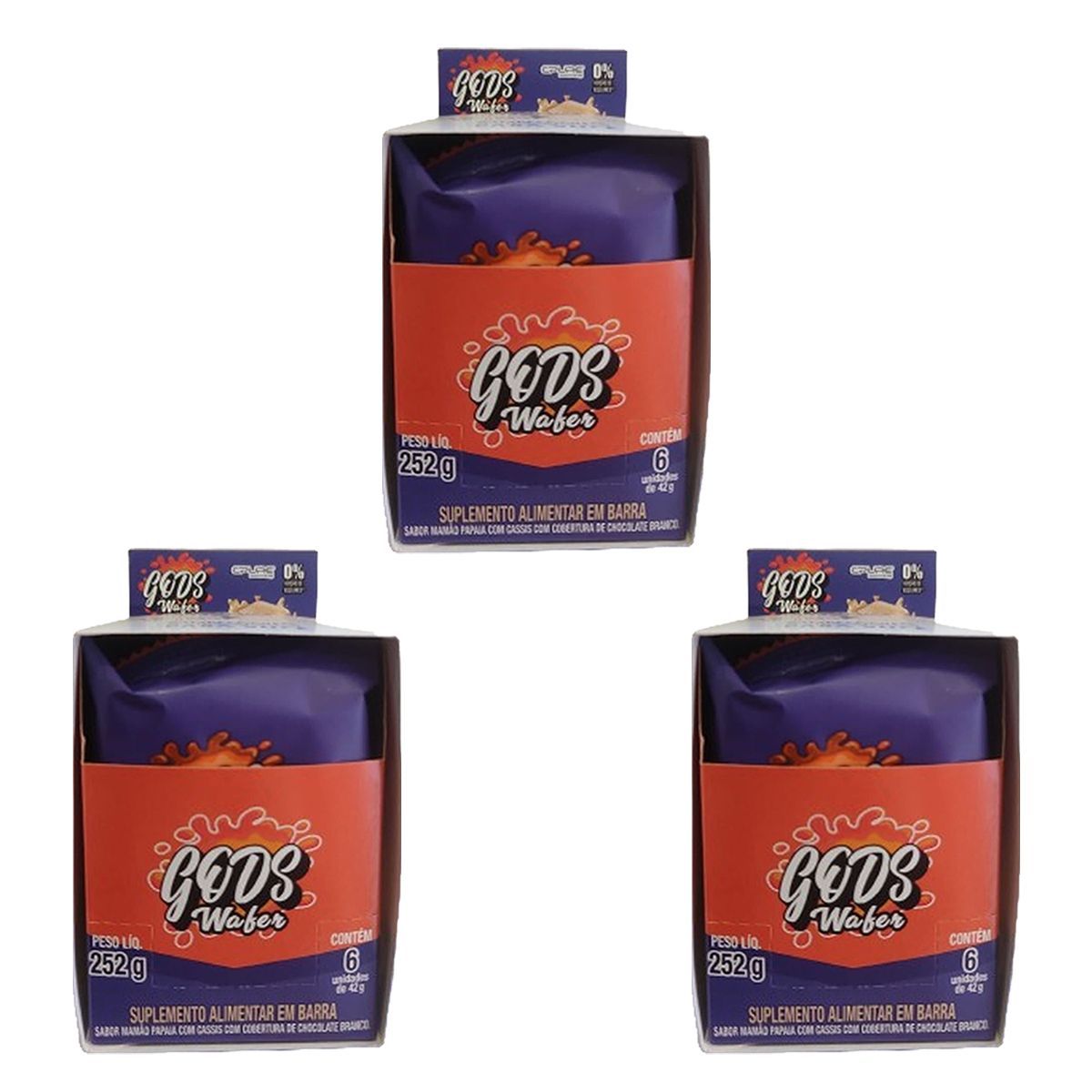 Kit 3X Gods Wafer  - 6 Unidades de 42g Papaya com Cassis - Canibal