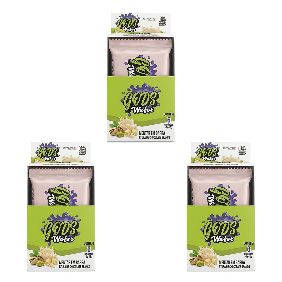 Kit 3X Gods Wafer  - 6 Unidades de 42g Pistache - Canibal