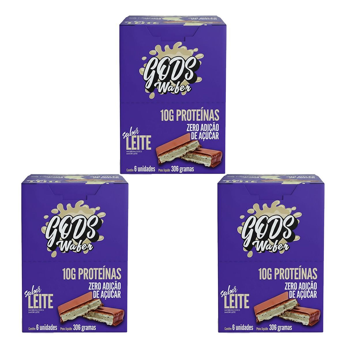 Kit 3X Gods Wafer  - 6 Unidades de 51g Leite - Canibal