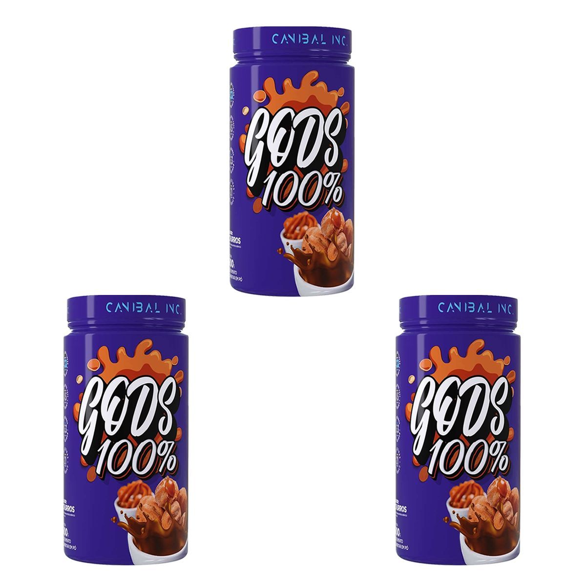 Kit 3X Gods Whey 100% - 900g Churros - Canibal