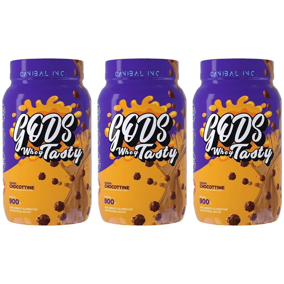 Kit 3X Gods Whey Tasty - 900g Chocottine - Canibal