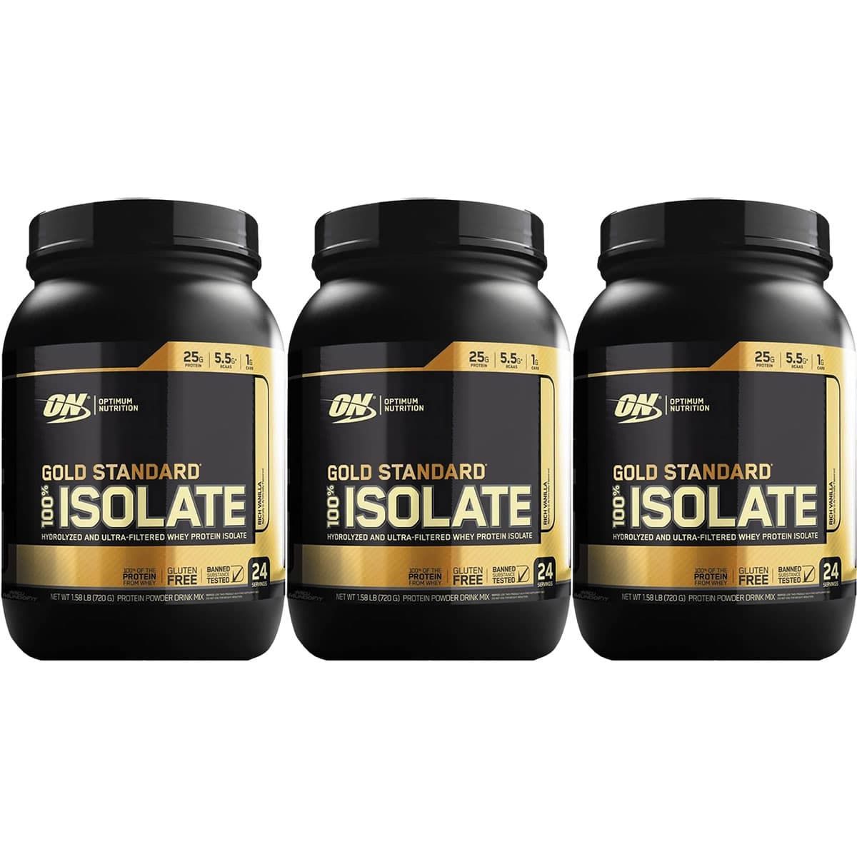 Kit 3X Gold Standard 100% Isolate - 744g Rich Vanilla - Optimum Nutrition
