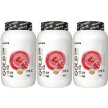 Kit 3X Gold Whey 3W - 900g MilkShake de Morango - Nutrata