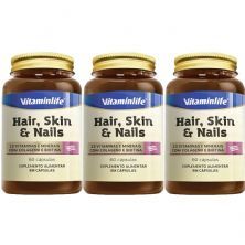 Kit 3X Hair, Skin E Nails com Col�geno e Biotina - 60 C�psulas - VitaminLife