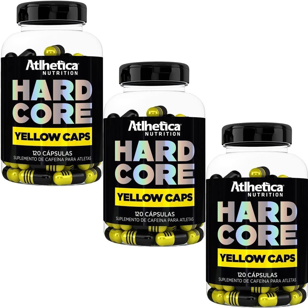Kit 3X Hardcore Yellow Caps Hardcore Series - 120 C�psulas 420mg Cafe�na - Atlhetica Nutrition