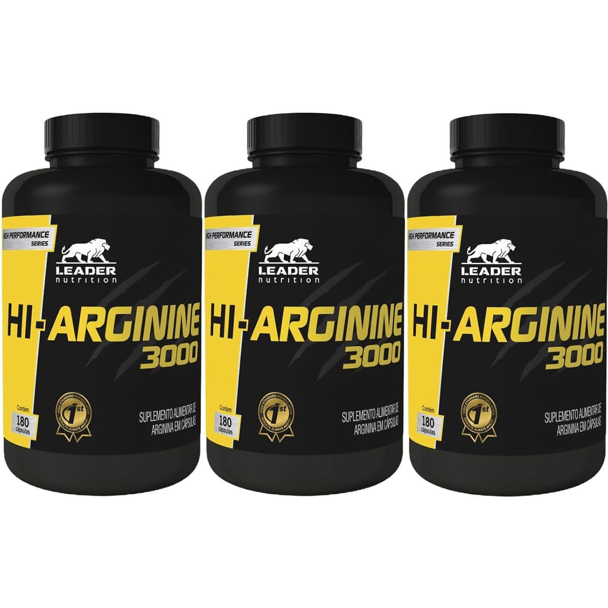 Kit 3X Hi-Arginine 3000 - 180 C�psulas - Leader Nutrition