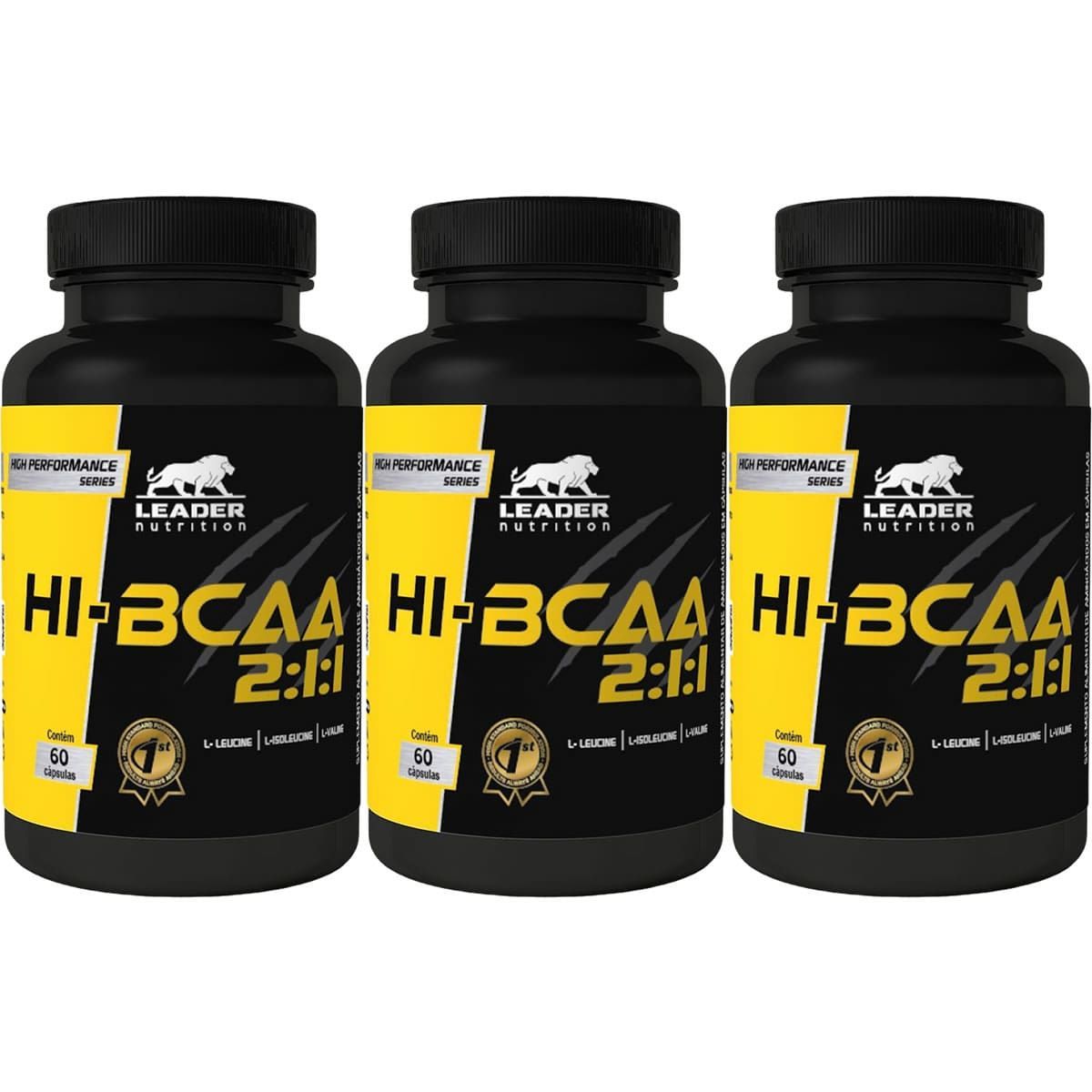 Kit 3X Hi-BCAA 2:1:1 - 60 C�psulas - Leader Nutrition