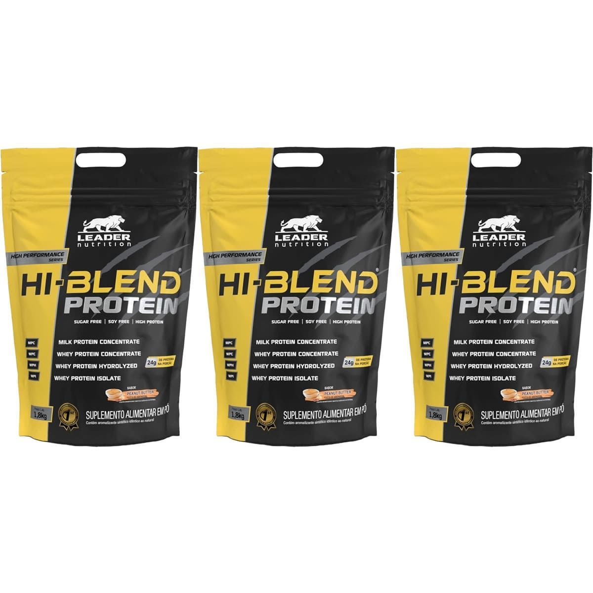 Kit 3X Hi-Blend Protein  - 1800g Refil Amendoim - Leader Nutrition