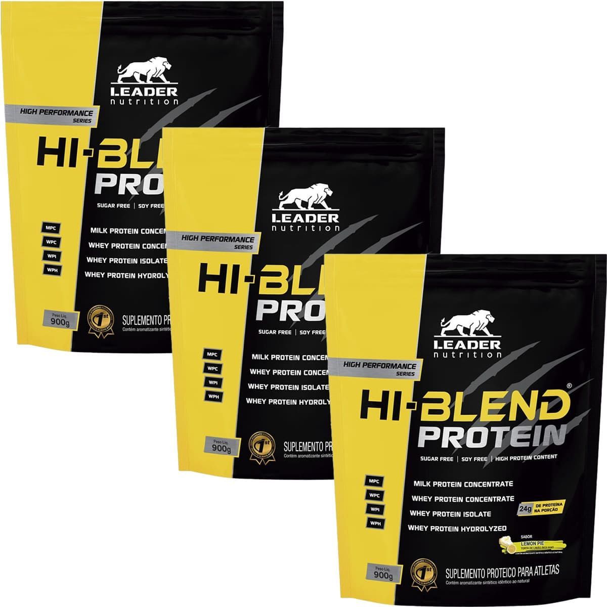 Kit 3X Hi-Blend Protein - 900g Refil Torta de Lim�o Siciliano - Leader Nutrition