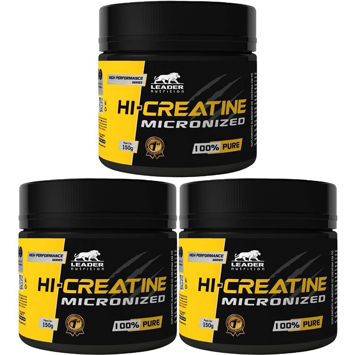 Kit 3X Hi-Creatine Micronized 100% Pure - 150g Original - Leader Nutrition