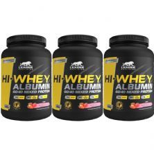 Kit 3X Hi-Whey Albumin 60/40 Mixed Protein - 900g Morango - Leader Nutrition