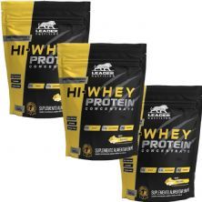 Kit 3X Hi-Whey Protein Concentrate 100% - 900g Refil Banana - Leader Nutrition