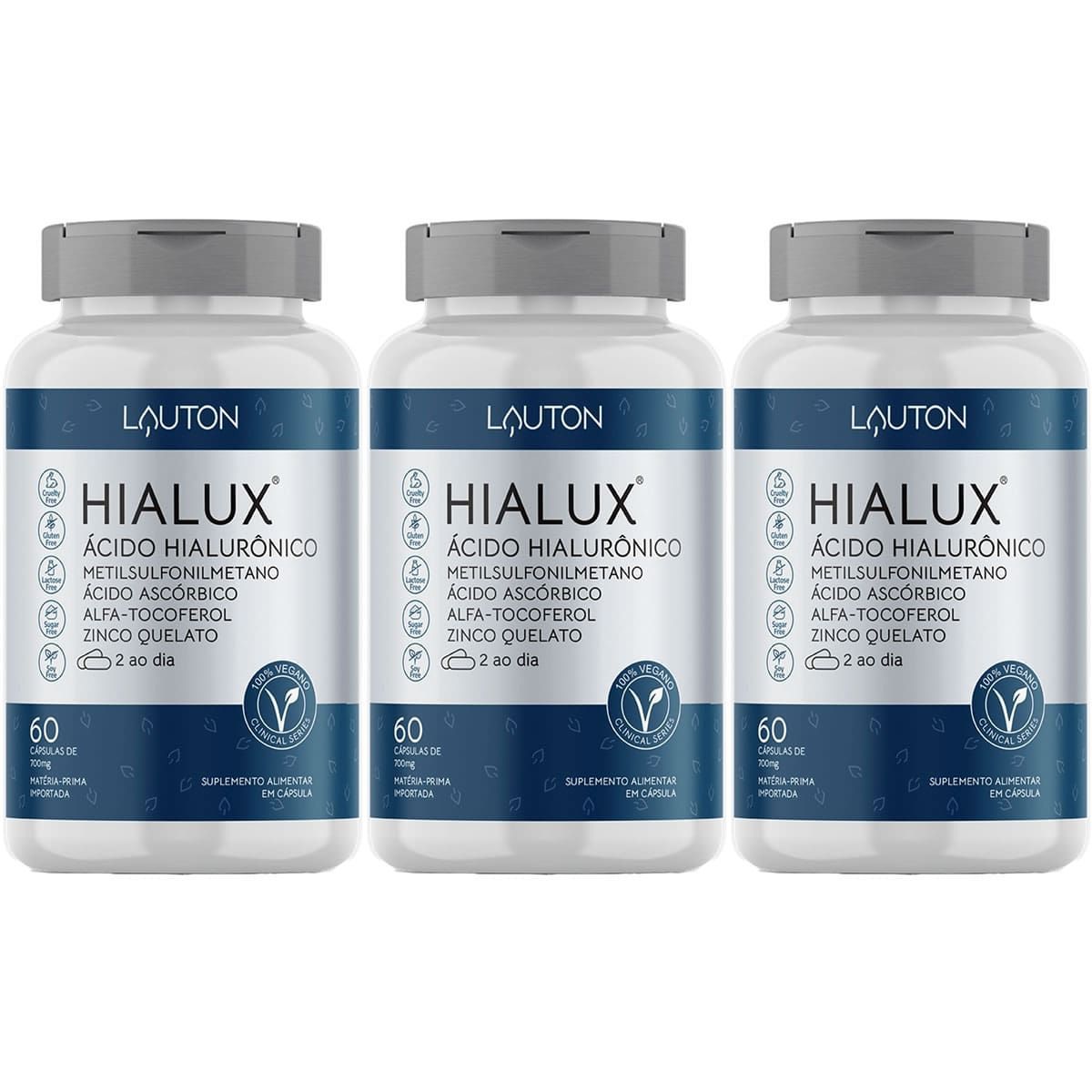 Kit 3X Hialux �cido Hialur�nico - 60 C�psulas - Lauton Nutrition