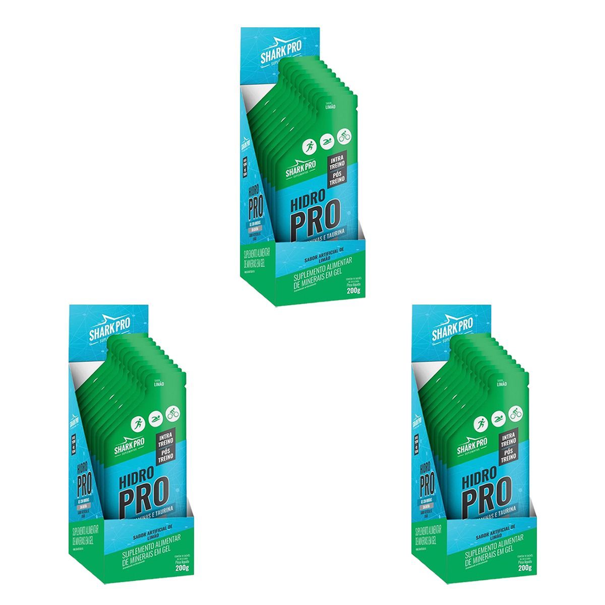 Kit 3X Hidro Pro - 10 Sach�s 20g Lim�o - Shark Pro