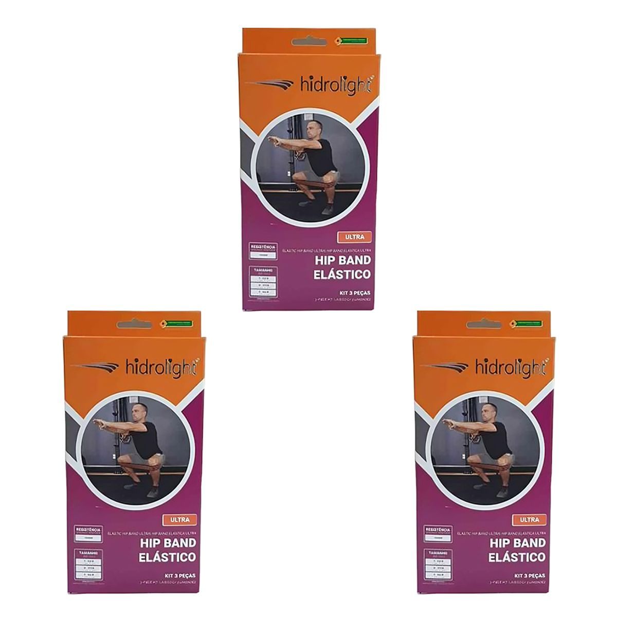 Kit 3X Hip Band El�stico Ultra - Kit 3 Pe�as - Hidrolight