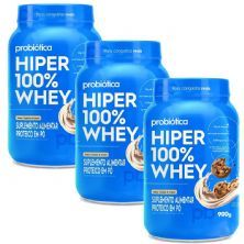 Kit 3X Hiper 100% Whey - 900g Cookies & Cream - Probiotica
