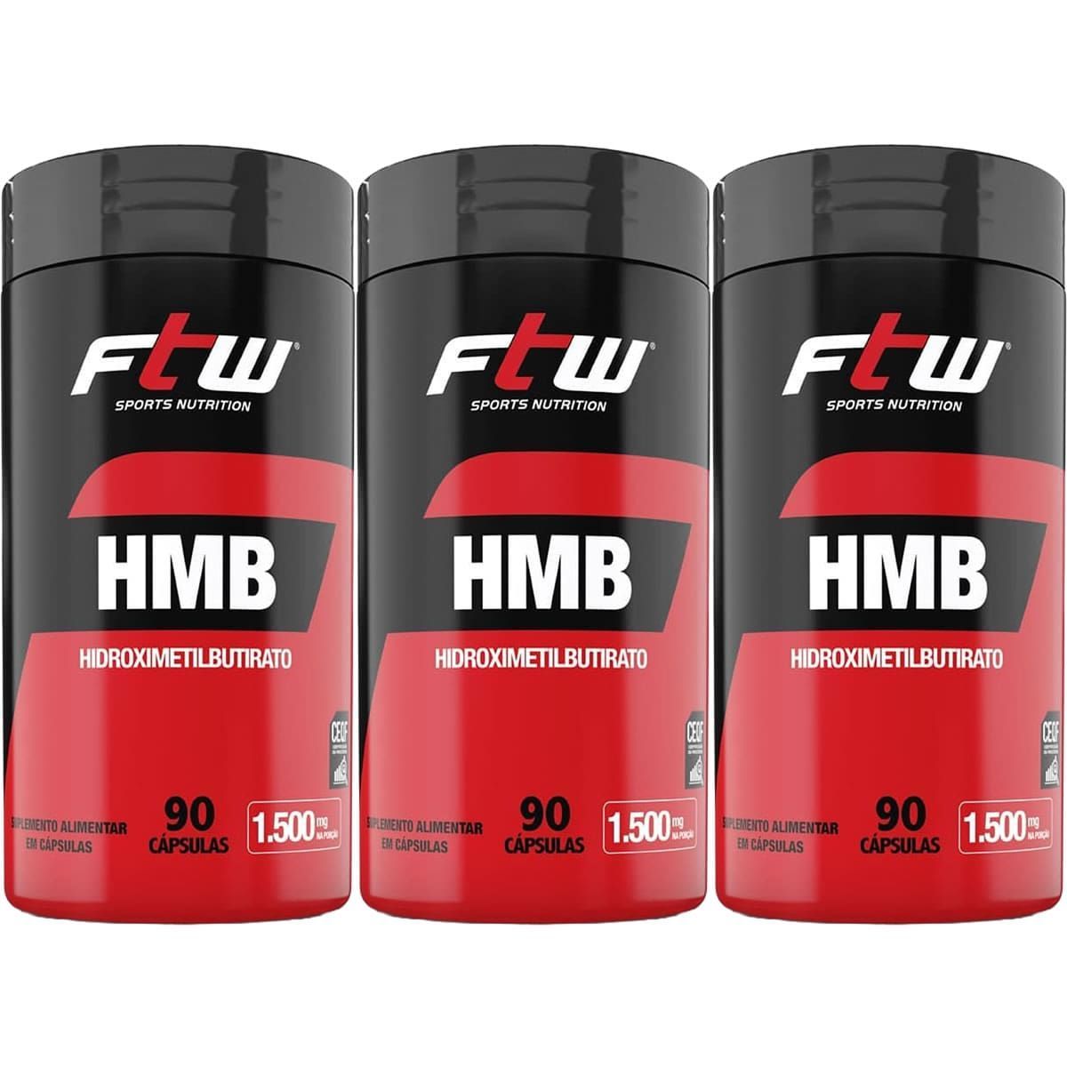 Kit 3X HMB Hidroximetilbutirato - 90 c�psulas - FTW
