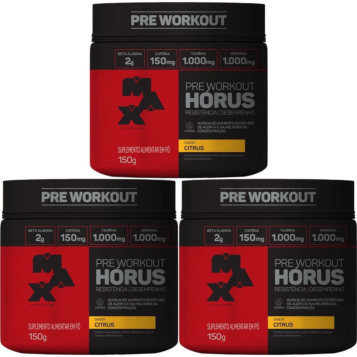 Kit 3X H�rus Pre Workout - 150g Citrus - Max Titanium