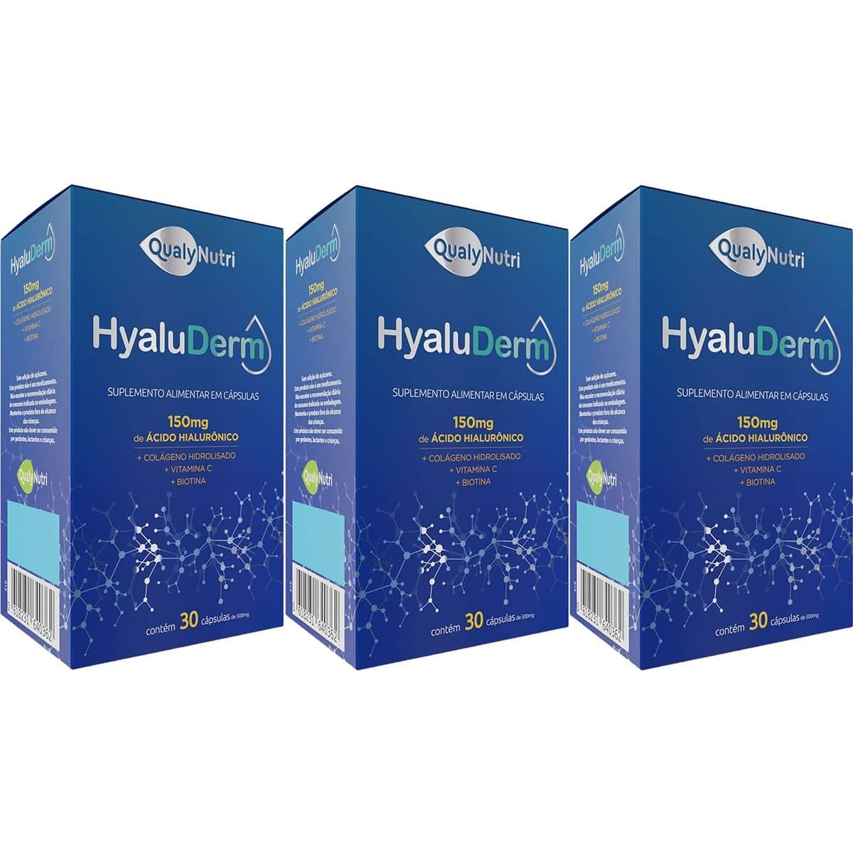 Kit 3X Hyaluderm 150mg - 30 C�psulas - QualyNutri