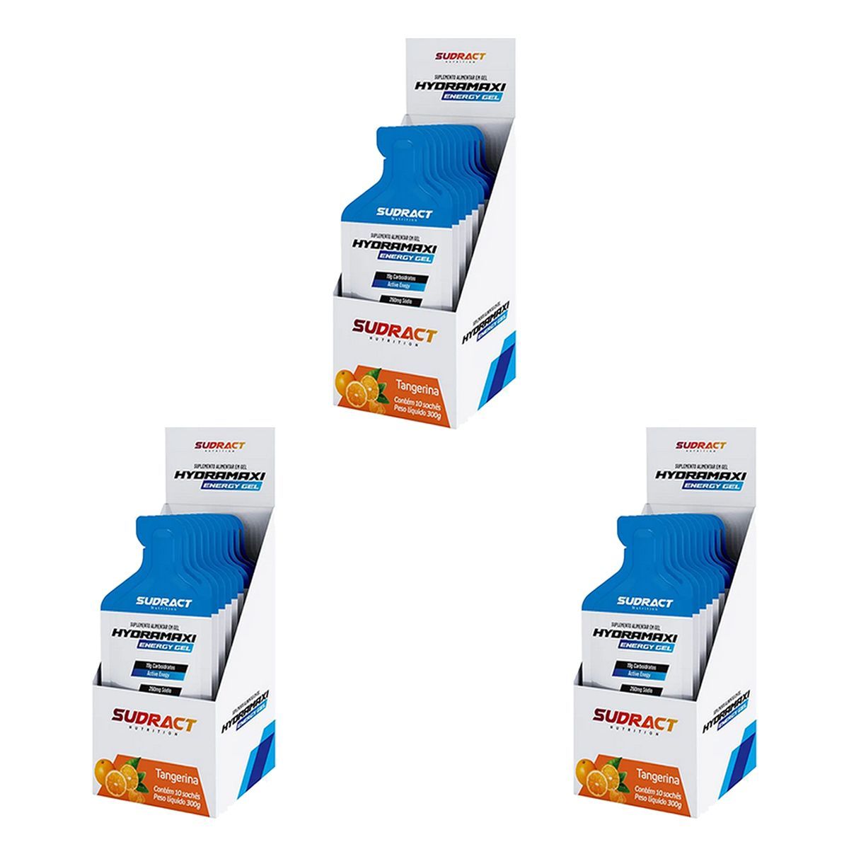 Kit 3X Hydramaxi Energy Gel - 10 Sach�s 30g Tangerina - Sudract Nutrition