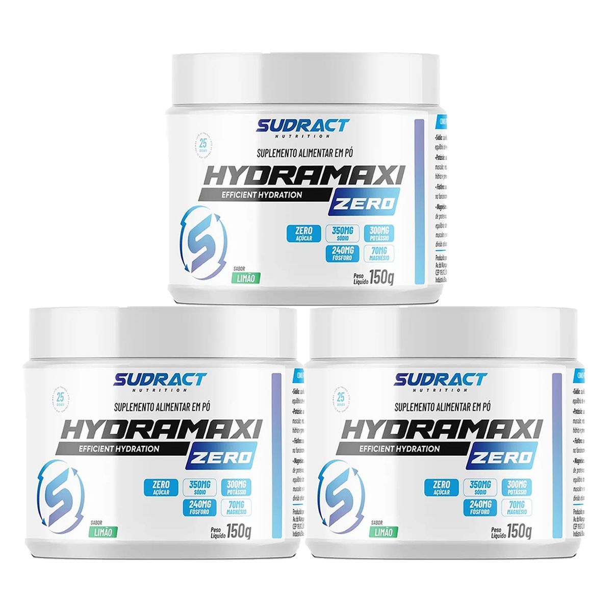 Kit 3X Hydramaxi Isot�nico em P� - 150g Lim�o - Sudract Nutrition