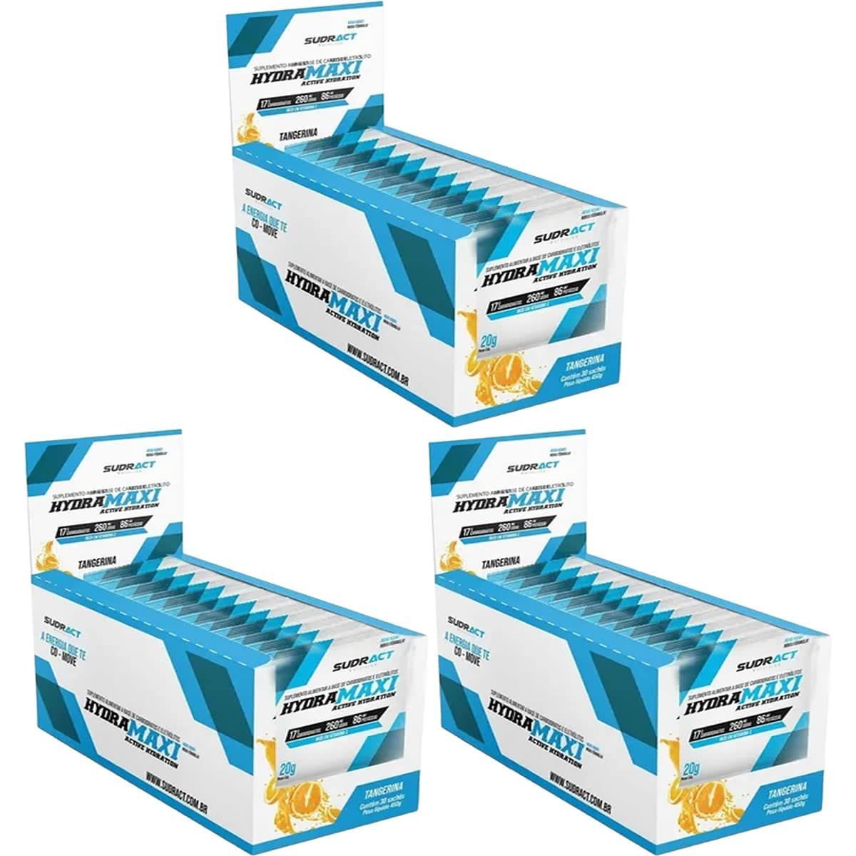 Kit 3X Hydramaxi Isot�nico em P� - 25 Sach�s 20g Tangerina - Sudract Nutrition