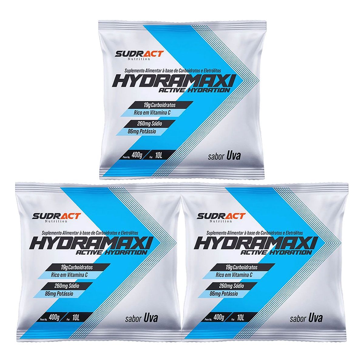 Kit 3X Hydramaxi Isot�nico em P� - 400g Refil Uva - Sudract Nutrition