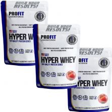 Kit 3X Hyper Whey - 900g Refil Morango - Profit
