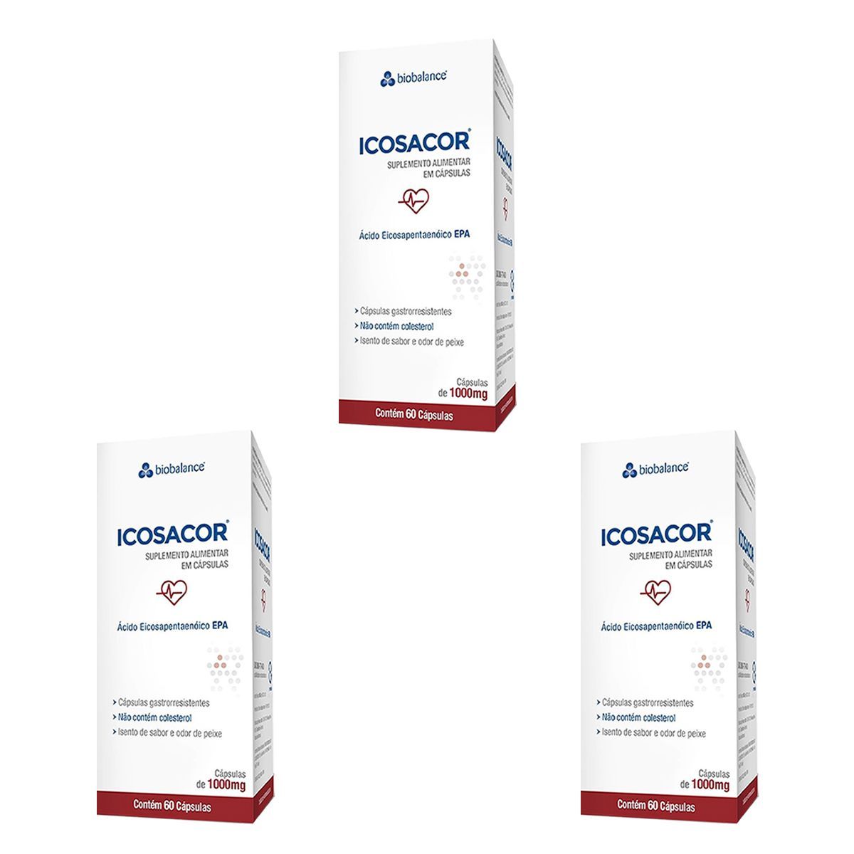 Kit 3X Icosacor Epa - 30 C�psulas 1000mg - Biobalance