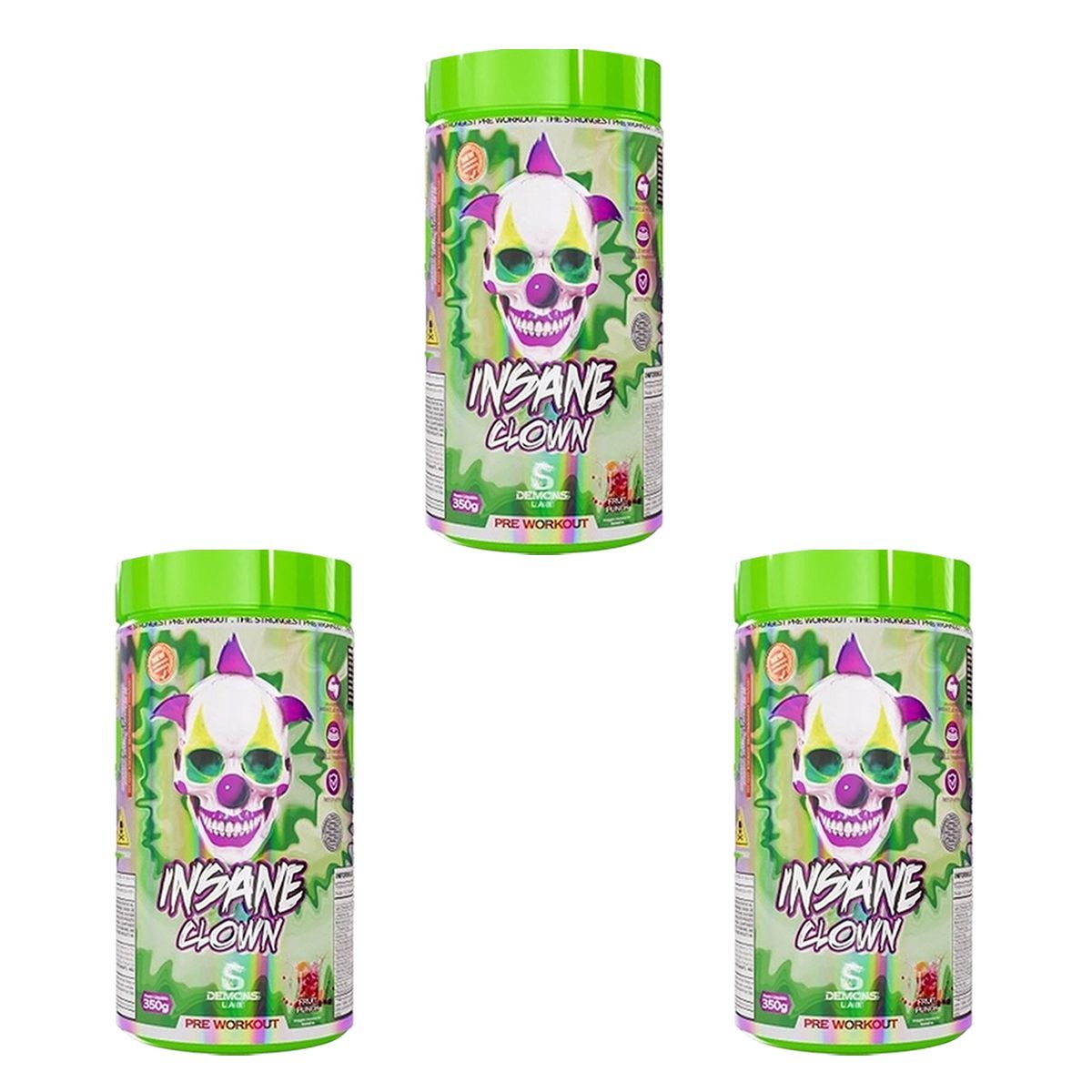 Kit 3X Insane Clown - 350g Frutas Vermelhas - Demons Lab