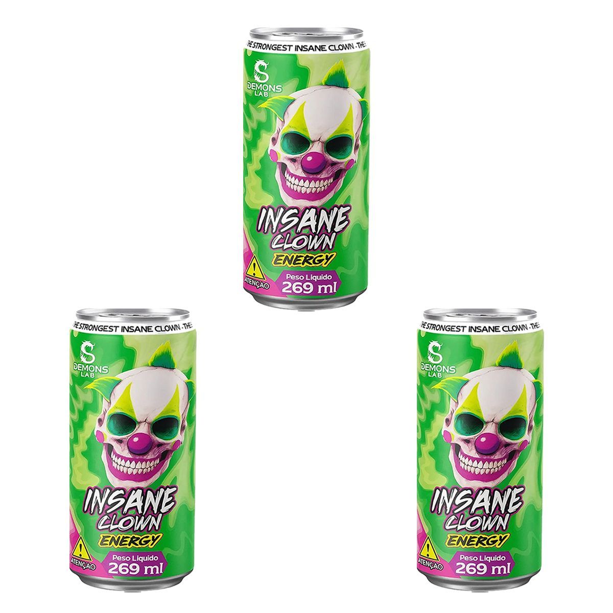 Kit 3X Insane Clown Energy  Lata 269ml Frutas Vermelhas - Damons Lab